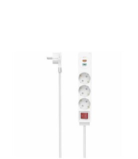 Hama Power Strip, 3-Way, USB-C/A 18 W, PD/QC™, Switch, Flat Plug, 1.4 m, wht