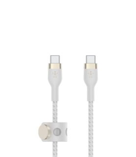 Belkin BoostCharge PRO Flex USB-C to USB-C Braided Silicone Cable, 1M, White