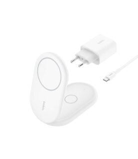 Belkin BoostCharge 2in1 Wireless Charging Stand with Magnetic Qi2 15W, White