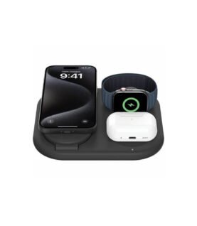 Belkin BoostCharge 3-in-1 Magnetic Charging Stand with Qi2 Fast Wireless Charging 15W Black