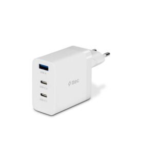 ttec SmartCharger Trio GAN 65W PD Travel Fast Charger 2 USB-C+USB-A-White